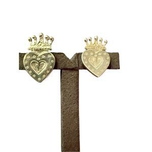 Joy 925 Sterling Silver Heart Tiara Crown Earrings